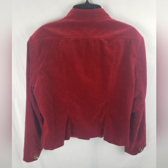 Jones New York Signature Stretch Velvet Long Sleeve Button Holiday Jacket Sz L - Picture 7 of 11